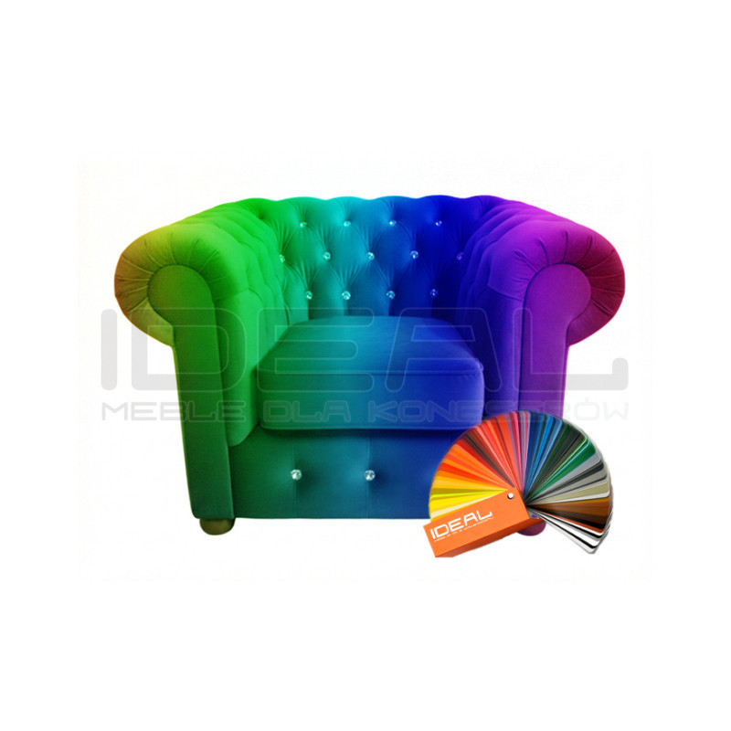 Pikowany Fotel Chesterfield March z kryształkami