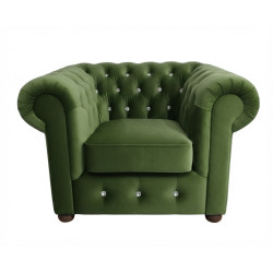 Pikowany Fotel Chesterfield March z kryształkami