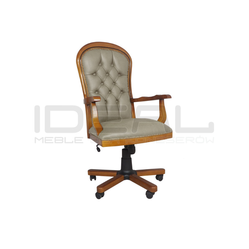 Fotel biurowy chesterfield Warwick skóra naturalna | IdealMeble.pl