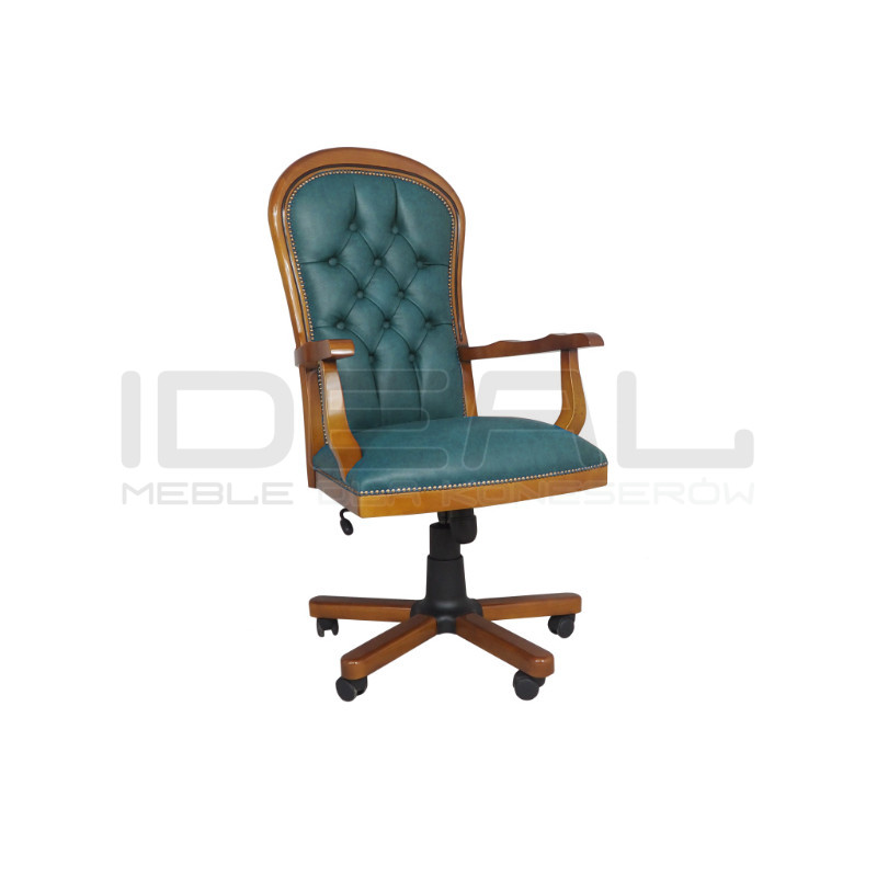 Fotel biurowy chesterfield Warwick skóra naturalna | IdealMeble.pl