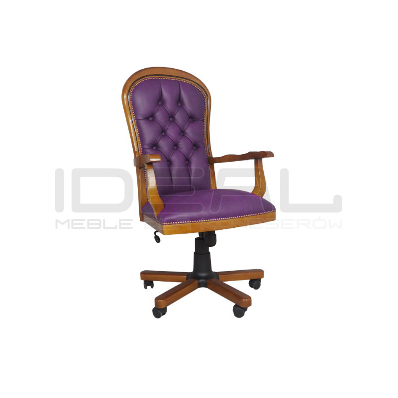 Fotel biurowy chesterfield Warwick skóra naturalna | IdealMeble.pl