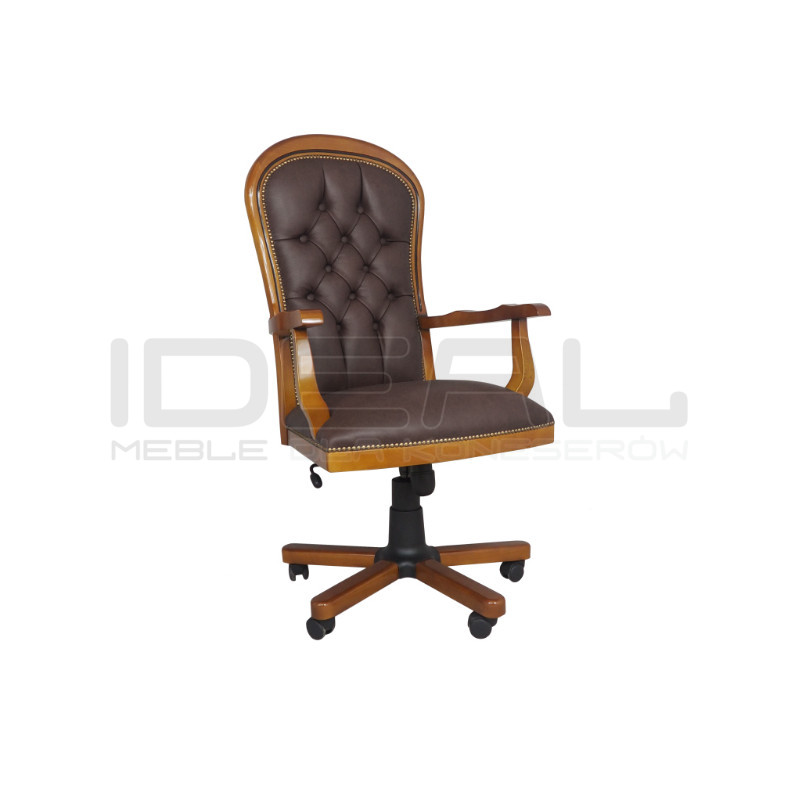 Fotel biurowy chesterfield Warwick skóra naturalna | IdealMeble.pl