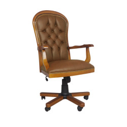 Fotel biurowy chesterfield Warwick skóra naturalna | IdealMeble.pl