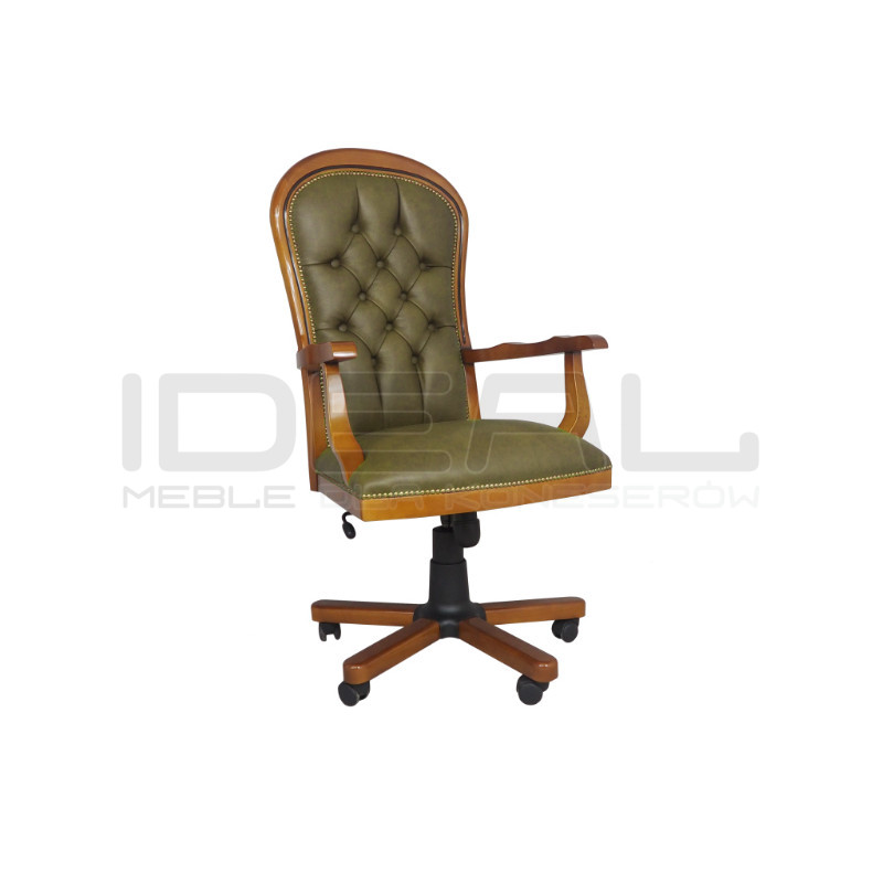 Fotel biurowy chesterfield Warwick skóra naturalna | IdealMeble.pl