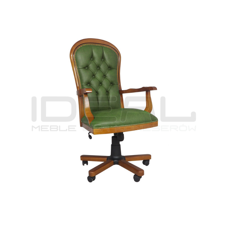 Fotel biurowy chesterfield Warwick skóra naturalna | IdealMeble.pl