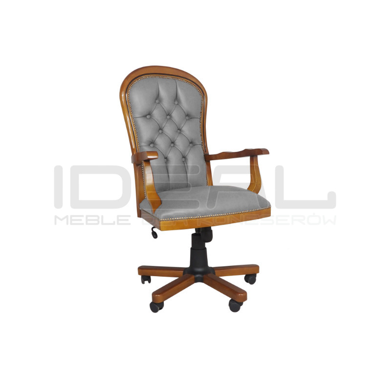 Fotel biurowy chesterfield Warwick skóra naturalna | IdealMeble.pl