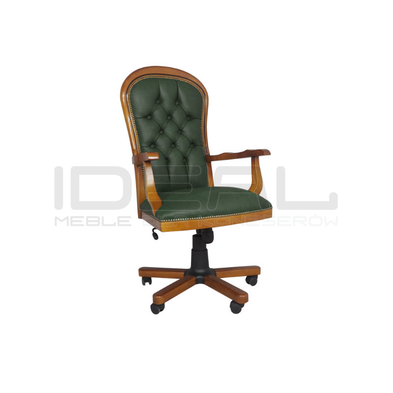 Fotel biurowy chesterfield Warwick skóra naturalna | IdealMeble.pl