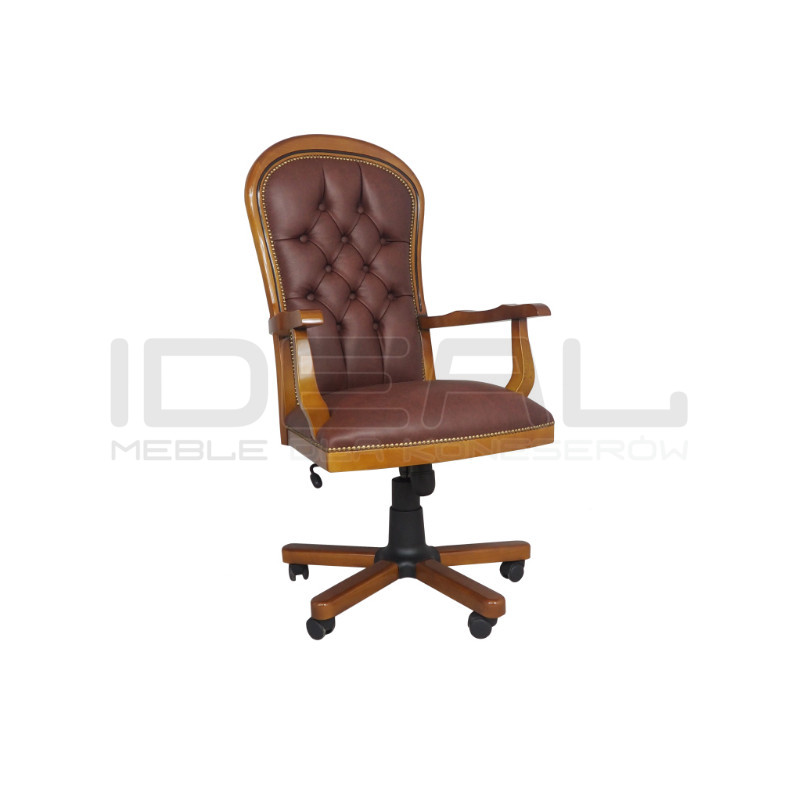 Fotel biurowy chesterfield Warwick skóra naturalna | IdealMeble.pl