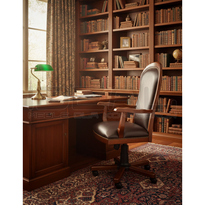 Skórzany Fotel biurowy Warwick tapicerowany | IdealMeble.pl