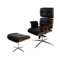 Fotel biurowy z podnóżkiem Lounge Business – skóra naturalna