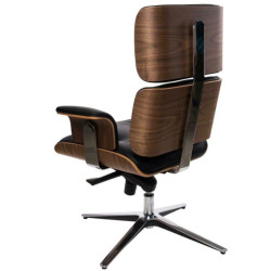 Fotel biurowy z podnóżkiem Lounge Business – skóra naturalna