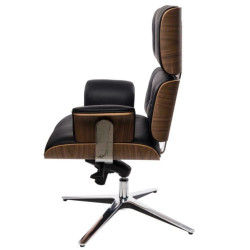 Fotel biurowy z podnóżkiem Lounge Business – skóra naturalna