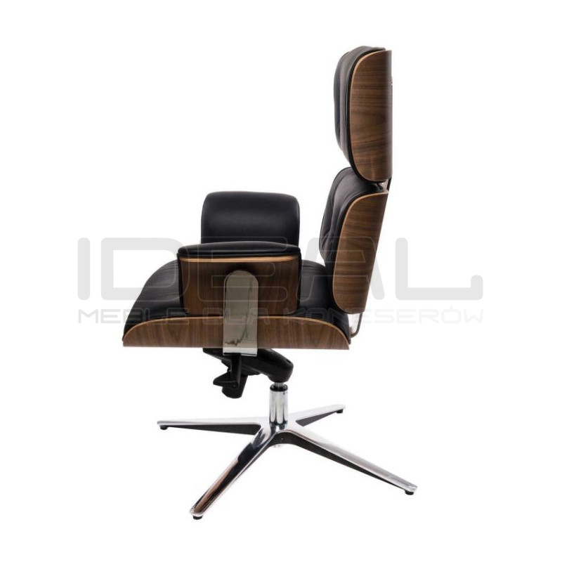 Fotel biurowy z podnóżkiem Lounge Business – skóra naturalna