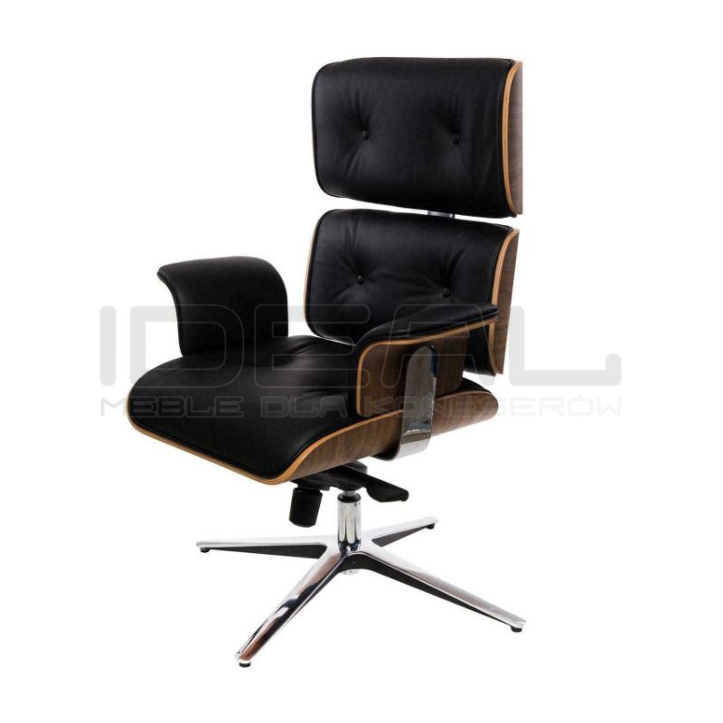 Fotel biurowy z podnóżkiem Lounge Business – skóra naturalna