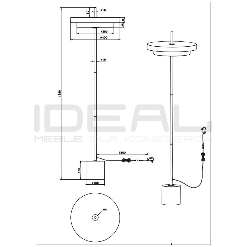 Move 40 – lampa podłogowa LED z regulacją jasności i barwy światła