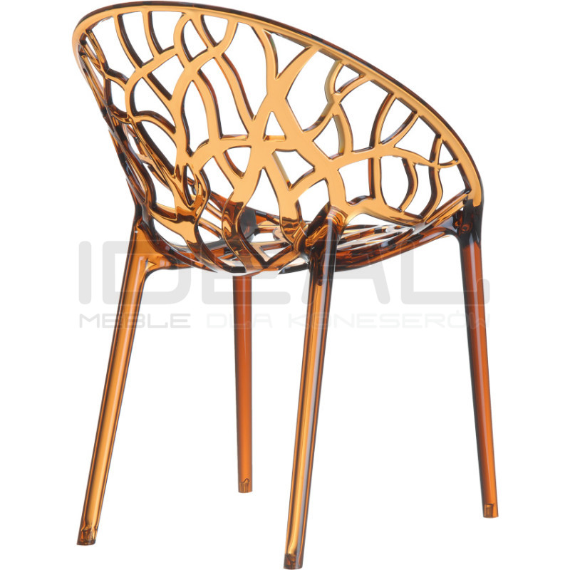 Krzesło transparentne KORAL - bursztynowe, czarne | IdealMeble.pl