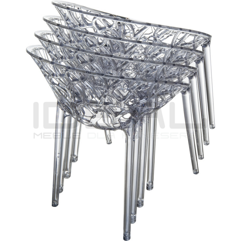 Krzesło transparentne KORAL - bursztynowe, czarne | IdealMeble.pl