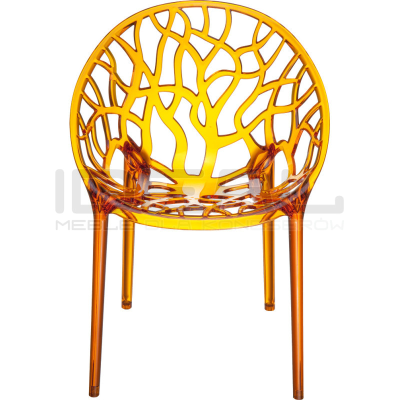 Krzesło transparentne KORAL - bursztynowe, czarne | IdealMeble.pl