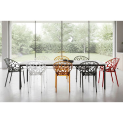 Krzesło transparentne KORAL - bursztynowe, czarne | IdealMeble.pl