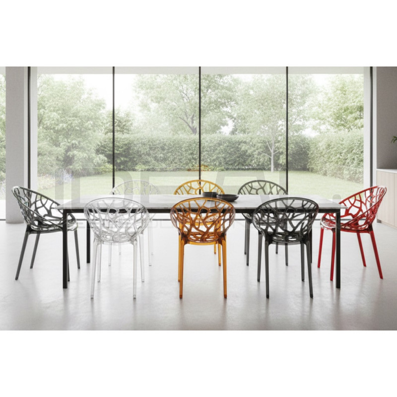 Krzesło transparentne KORAL - bursztynowe, czarne | IdealMeble.pl