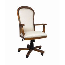 Fotel biurowy w tkaninie Warwick – retro fotel z drewnianym stelażem