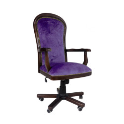 Fotel biurowy w tkaninie Warwick – retro fotel z drewnianym stelażem