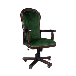 Fotel biurowy w tkaninie Warwick – retro fotel z drewnianym stelażem