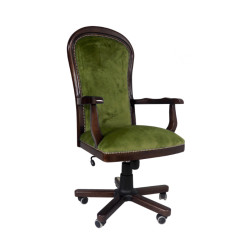 Fotel biurowy w tkaninie Warwick – retro fotel z drewnianym stelażem