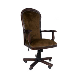 Fotel biurowy w tkaninie Warwick – retro fotel z drewnianym stelażem