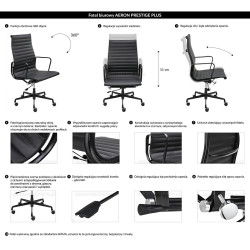 Nowoczesny fotel biurowy na kółkach | Aeron Prestige Plus skóra
