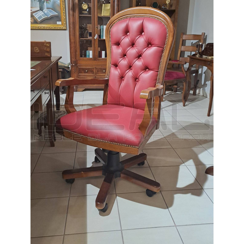 Fotel biurowy chesterfield Warwick skóra naturalna | IdealMeble.pl