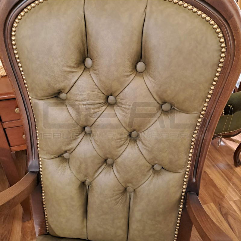 Fotel biurowy chesterfield Warwick skóra naturalna | IdealMeble.pl