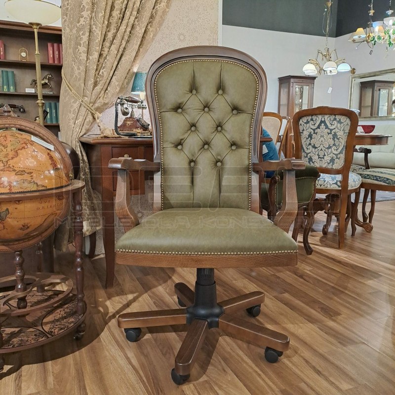 Fotel biurowy chesterfield Warwick skóra naturalna | IdealMeble.pl