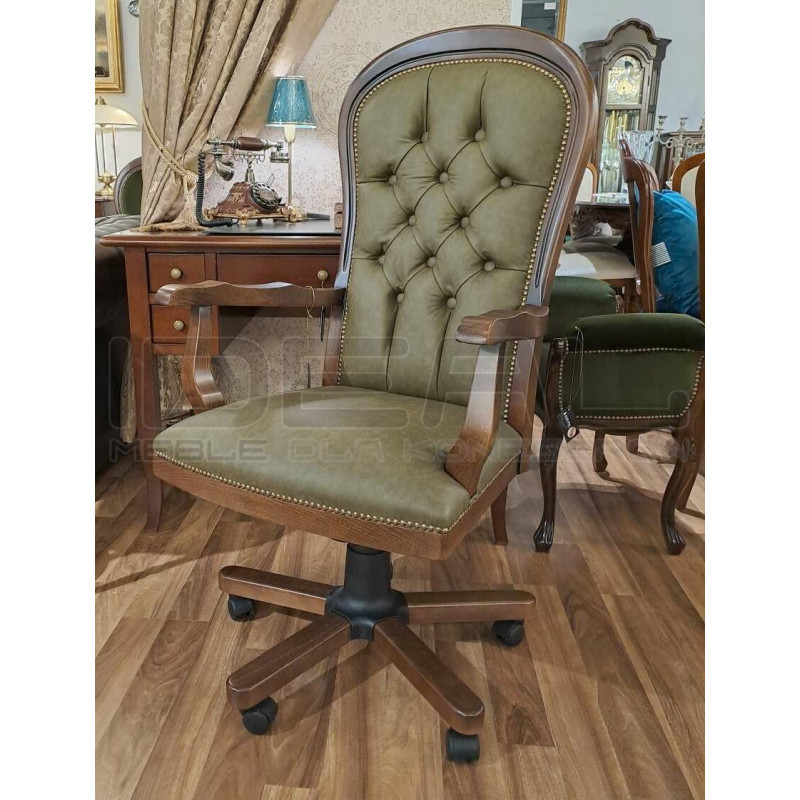 Fotel biurowy chesterfield Warwick skóra naturalna | IdealMeble.pl