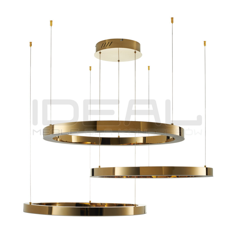 Lampa wisząca glamour Ring Circle 40+60+80 LED złota połysk IdealMeble.pl