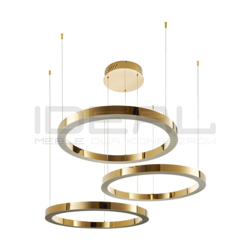 Lampa wisząca glamour Ring Circle 40+60+80 LED złota połysk IdealMeble.pl