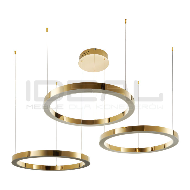Lampa wisząca glamour Ring Circle 40+60+80 LED złota połysk IdealMeble.pl