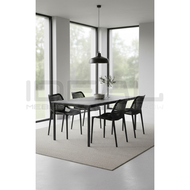 Krzesło ażurowe CHIPS czarne na taras, balkon, do salonu | IdealMeble.pl