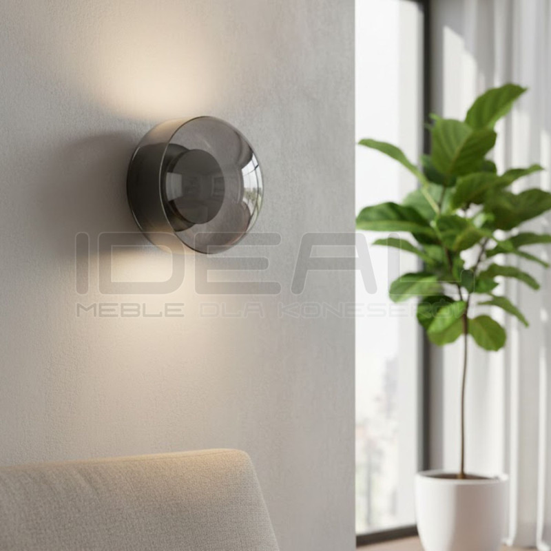 Kinkiet LED Donut – szare szkło z elementem dekoracyjnym