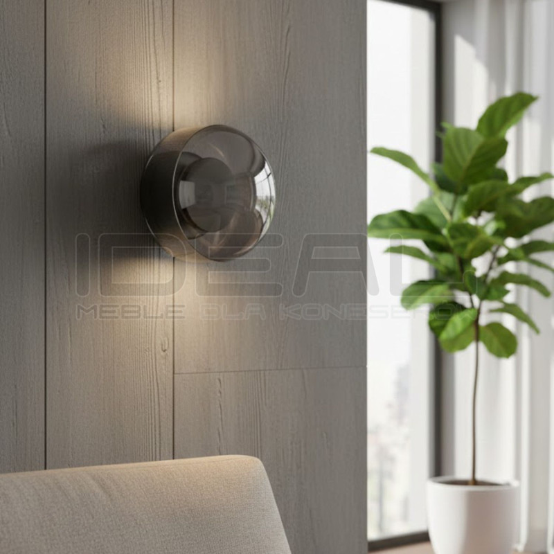 Kinkiet LED Donut – szare szkło z elementem dekoracyjnym