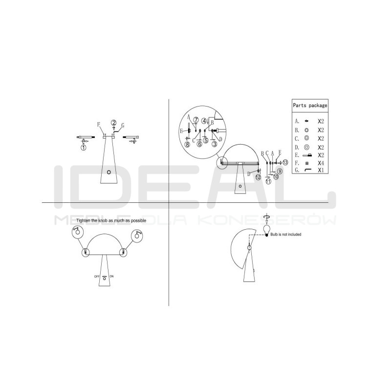 Lampa stołowa Grzybek M – regulacja światła, ruchomy klosz