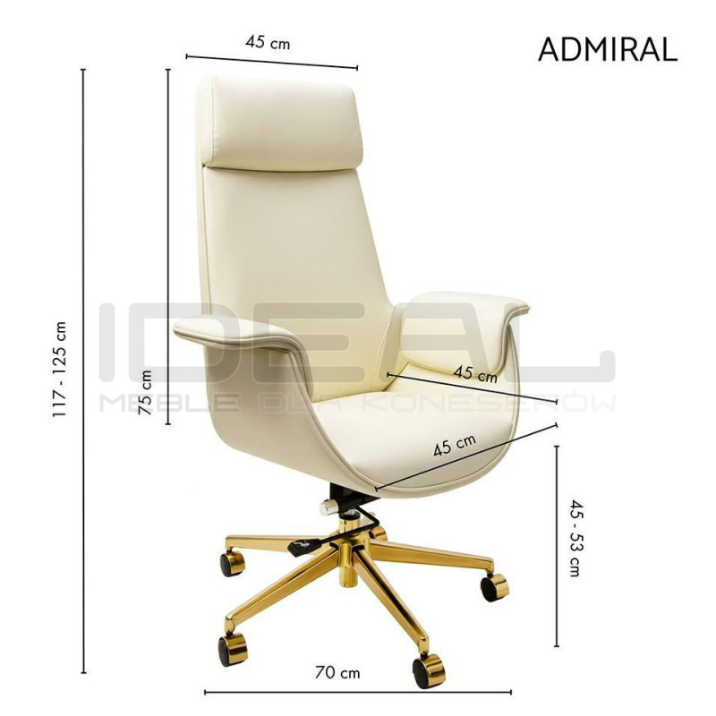 Fotel biurowy ADMIRAL szary – Elegancki fotel z regulacją