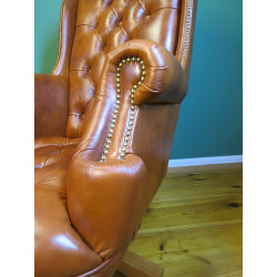 Fotel biurowy Chesterfield z pikowanym siedziskiem Edward w skórze