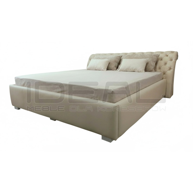 Łóżko Chesterfield z podnoszonym stelażem z pojemnikiem Jones Kopiko skóra 160x200