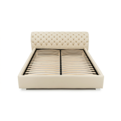 Łóżko Chesterfield z podnoszonym stelażem z pojemnikiem Jones Kopiko skóra 160x200