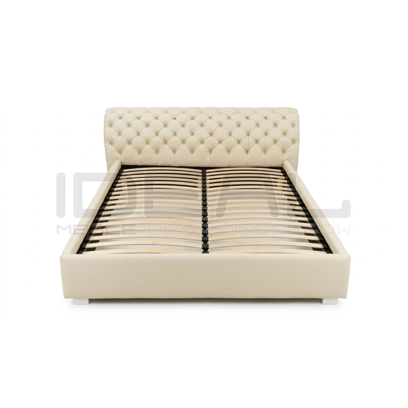 Łóżko Chesterfield z podnoszonym stelażem z pojemnikiem Jones Kopiko skóra 160x200