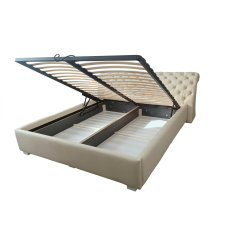 Łóżko Chesterfield z podnoszonym stelażem z pojemnikiem Jones Kopiko skóra 160x200