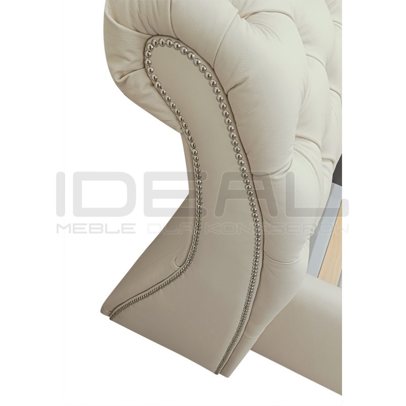 Łóżko Chesterfield z podnoszonym stelażem z pojemnikiem Jones Kopiko skóra 160x200