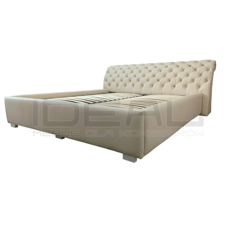 Łóżko Chesterfield z podnoszonym stelażem z pojemnikiem Jones Kopiko skóra 160x200
