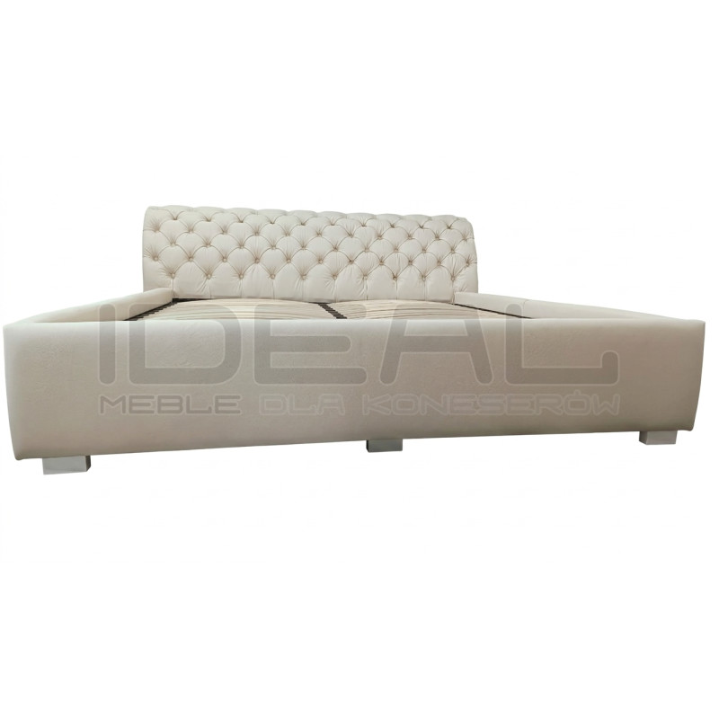 Łóżko Chesterfield z podnoszonym stelażem z pojemnikiem Jones Kopiko skóra 160x200